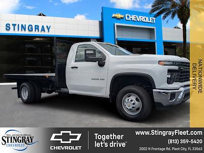 2024 Chevrolet Silverado 3500 Regular Cab 4WD, Bedrock Limestone Series Flatbed Truck for sale #RF173563 - photo 1