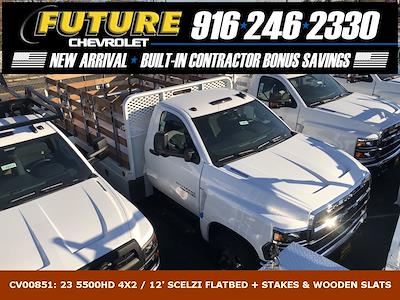 New 2023 Chevrolet Silverado 5500 Work Truck Regular Cab 4x2, Scelzi WFB Stake Bed for sale #CV00851 - photo 1