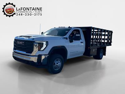 New 2025 GMC Sierra 3500 Pro Regular Cab 4x4, 12' 5" Blue Ridge Manufacturing Workhorse Stake Bed for sale #25G776 - photo 1