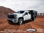 New 2025 Chevrolet Silverado 3500 Work Truck Crew Cab RWD, 10' Blue Ridge Manufacturing Farmhand Stake Bed for sale #9CC161557 - photo 1