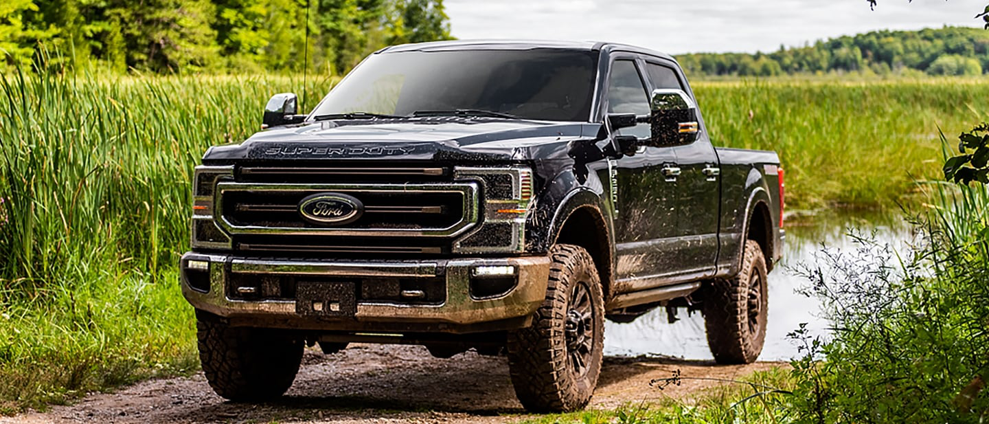 A Ford Super Duty equipped with a winch for off-road adventures.