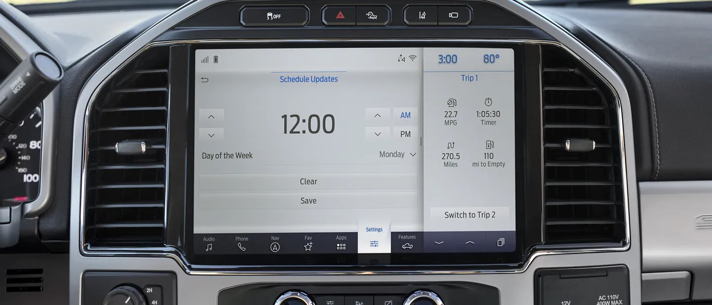 Ford Super Duty SYNC 4 Software on touchscreen